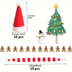 20pcs Mini Christmas Hat and Scarf Set for Wine Bottle Cover