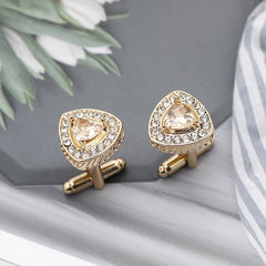 Men's Triangle Cufflinks with Artificial Diamonds