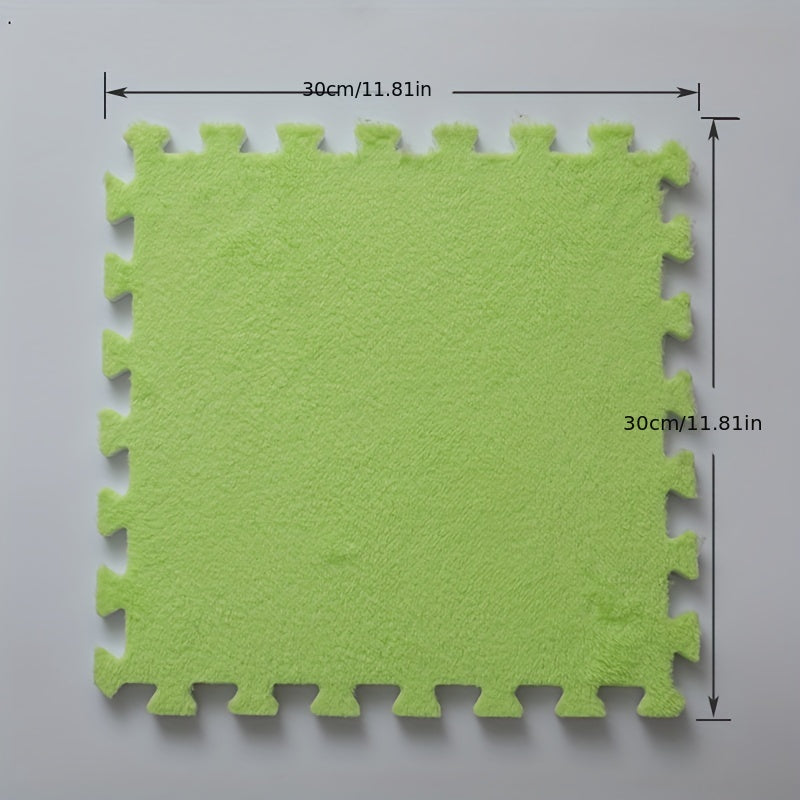 10pcs Plush Puzzle Foam Floor Mat - Comfort & Anti Slip Protection