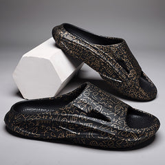 Men Graffiti Cloud Slides Pillow Slippers Lightweight Comfortable Open Toe Shoes