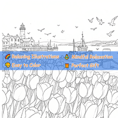 Deluxe Adult Coloring Book, 22 Pages, 20x20cm, Soothing Scenery, Birthday Gift