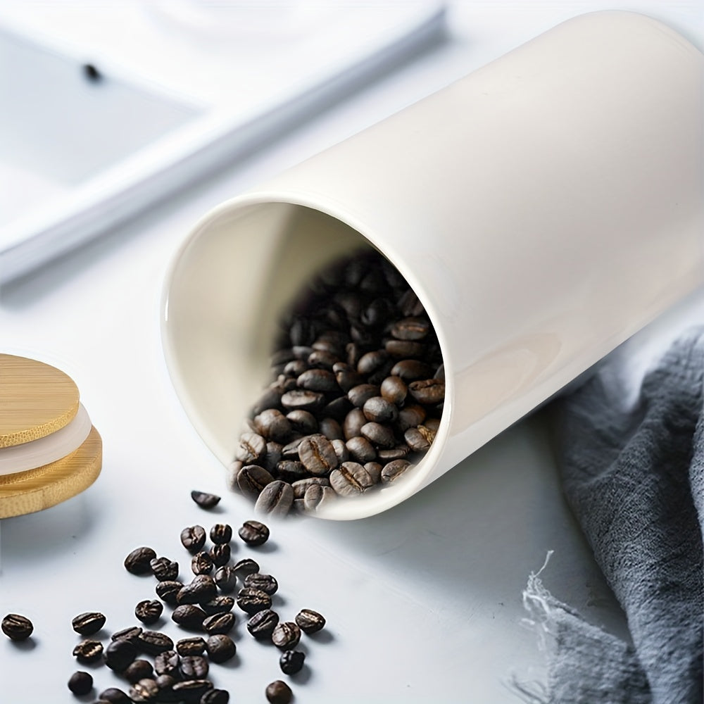 Kitchen Coffee Jar With Bamboo Lid Food Storage Box Spice Jars Set