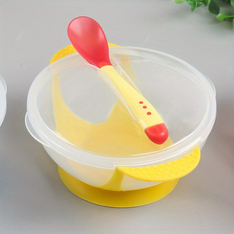Temperature Sensitive Spoon Baby Bowl with Suction Cup