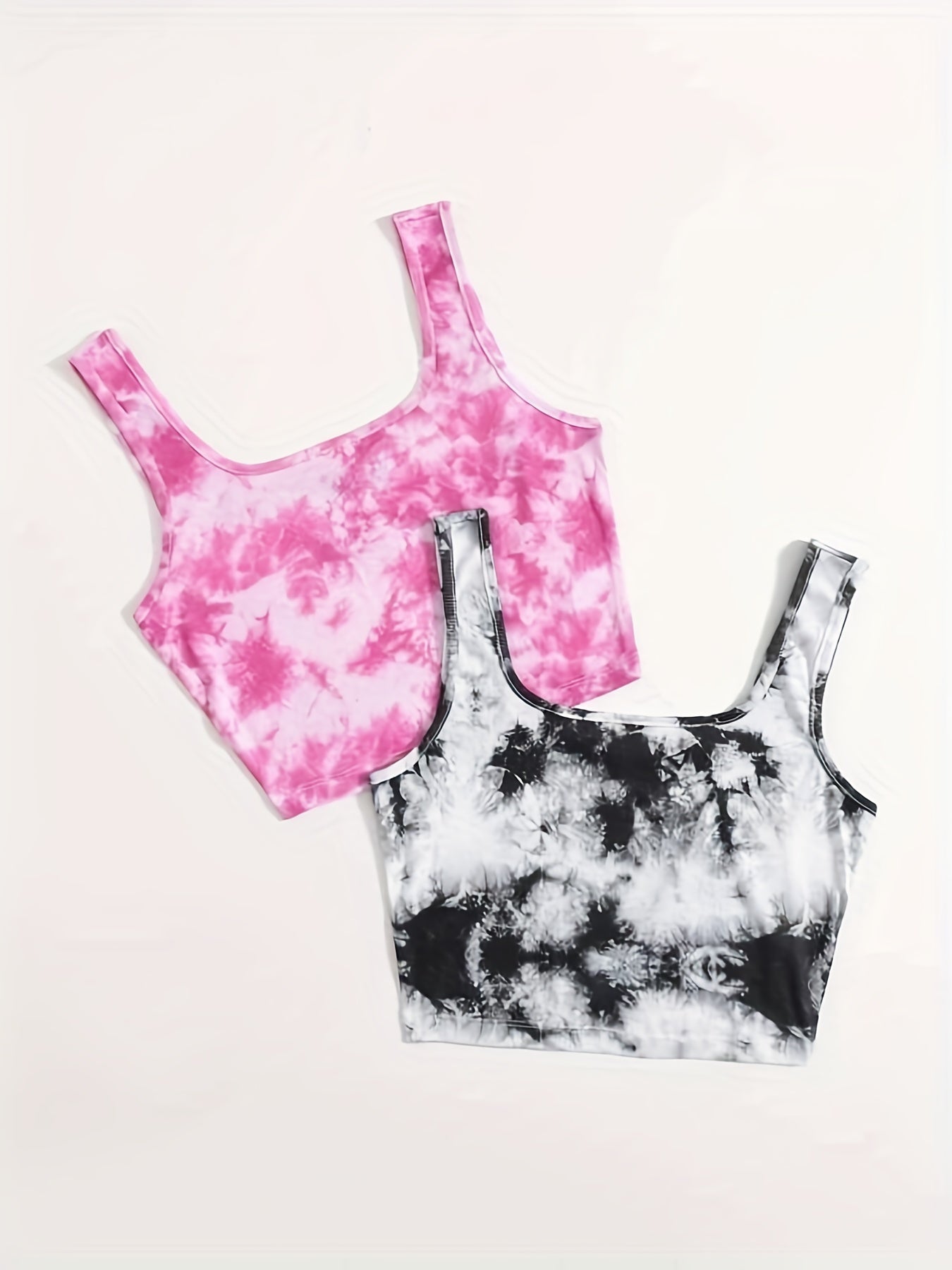 2pcs Tie Dye Tank Top Comfy Sports Top Women's Lingerie & Underwear