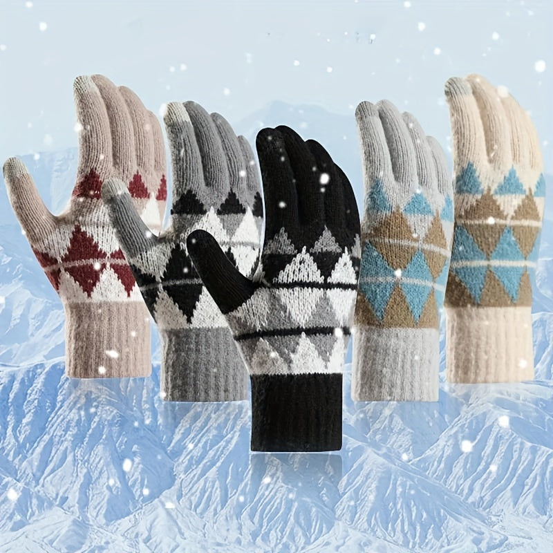 Winter Thickened Warm Plush Gloves Touch Screen Knitted Gloves