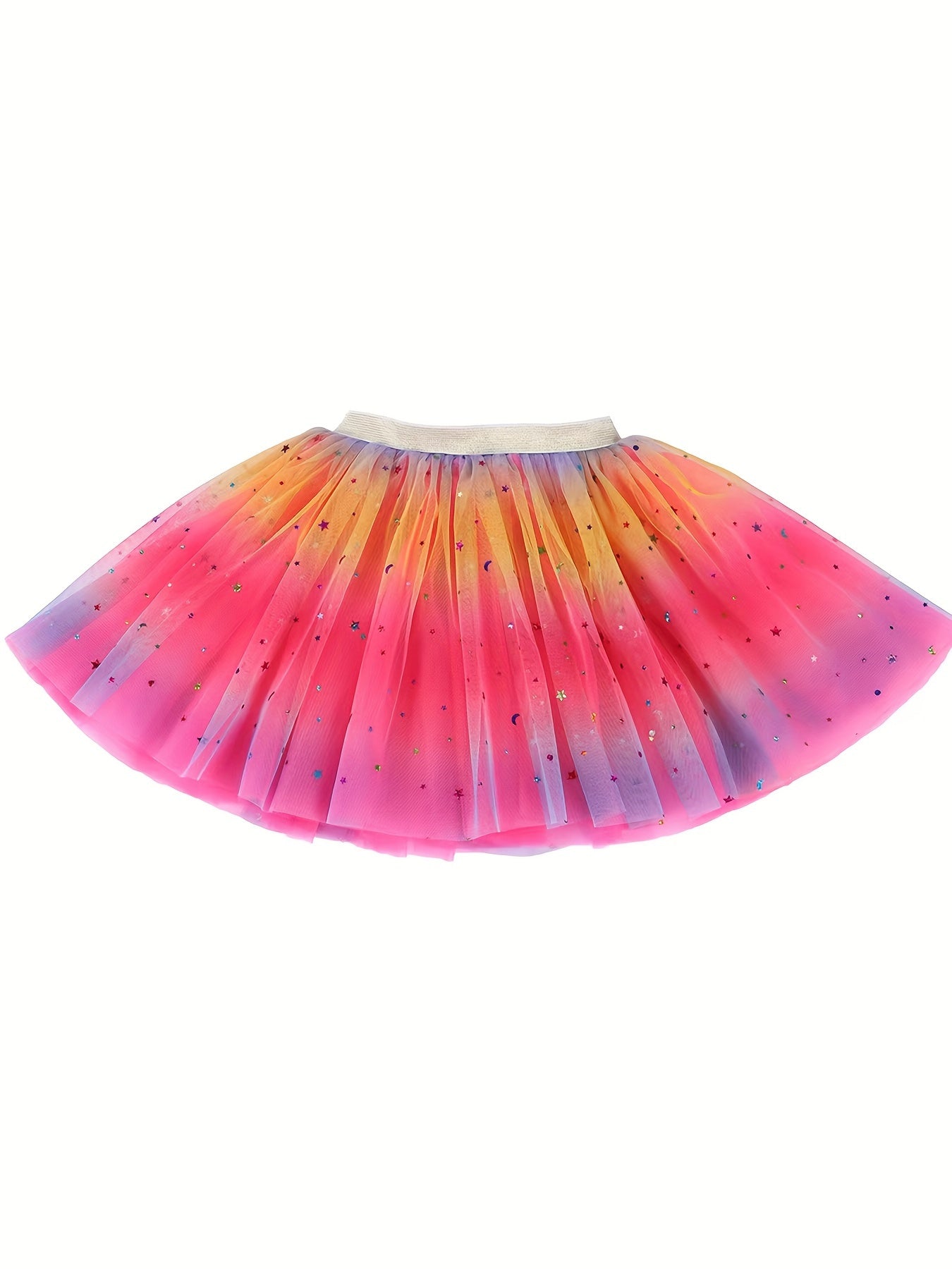 Sequin Rainbow Tutu Skirt Performance Dance Skirt Kids Clothes