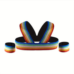 Men's Rainbow Glitter Body Chest Strap for Nightclub Dancing