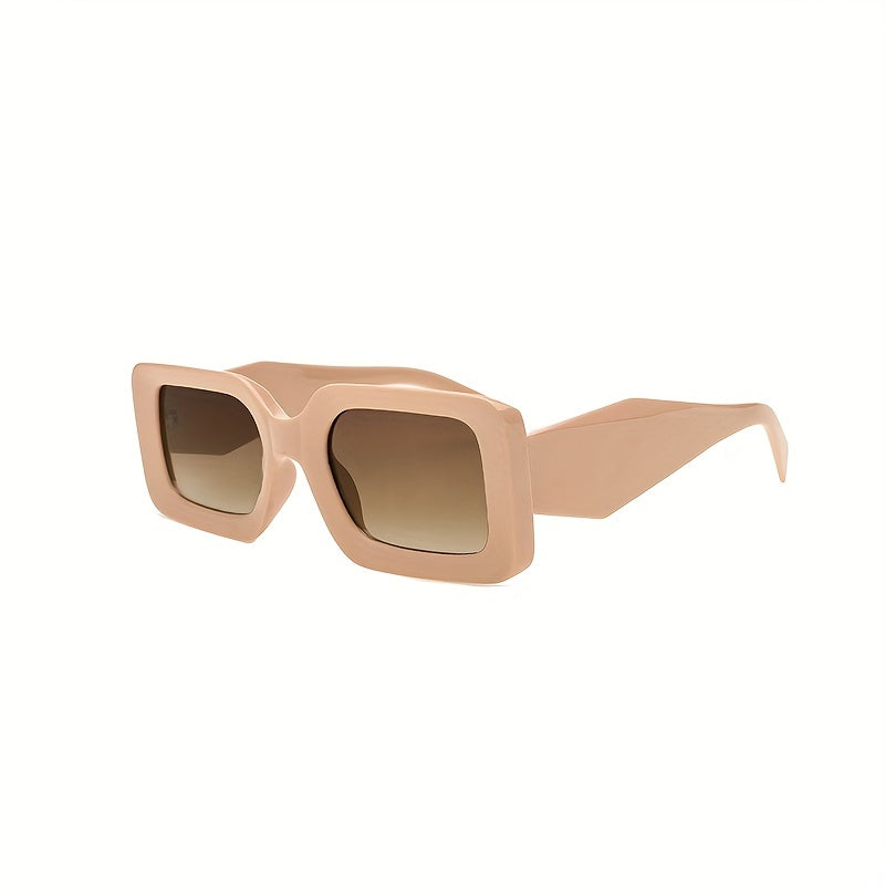 Square Frame Sunglasses Gradient Lens Wide Temple Glasses UV400