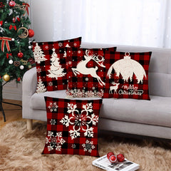 4pcs Christmas Tree Snowflake Pillow Covers for Home Decor