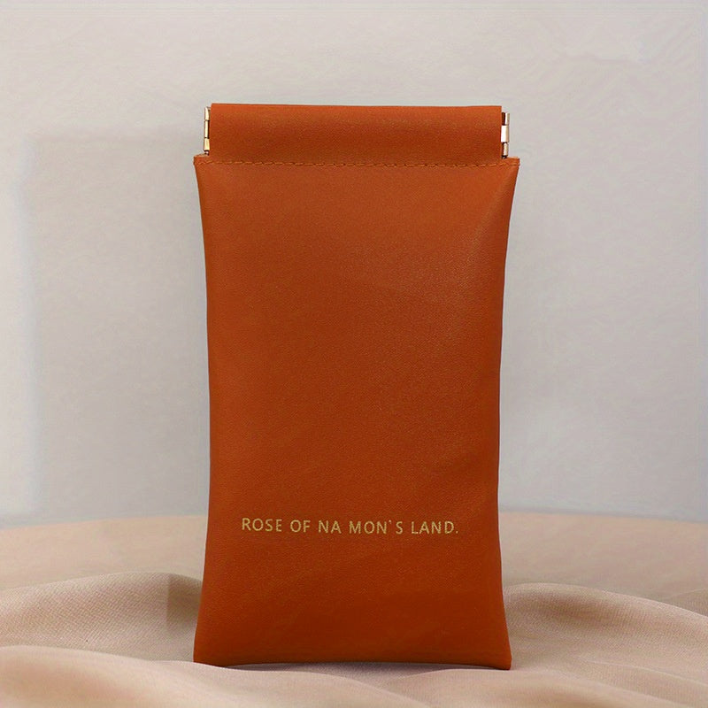 Slogan Graphic Glasses Bag PU Leather Waterproof Sunglasses Storage Pouch