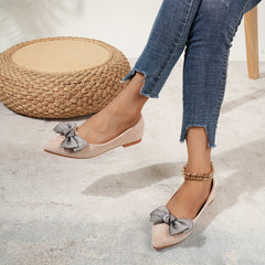 Women's Bowknot Ballet Flats Pointed Toe Slip On Shoes