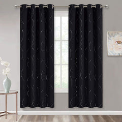 Silver Wave Line Blackout Curtain Home Decor