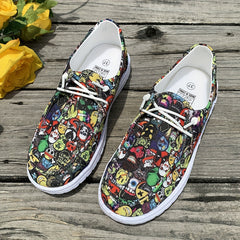 Colorful Skeleton Ghost Print Shoes Lightweight Sport Flat