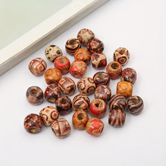 100pcs Dreadlock Flower Wood Round Beads DIY Bracelet Necklace Supplies