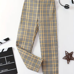 Boys Casual Plaid Print Comfortable Active Pants