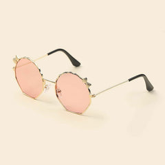 Kids Vintage Bow Shell Shape Sunglasses With Case