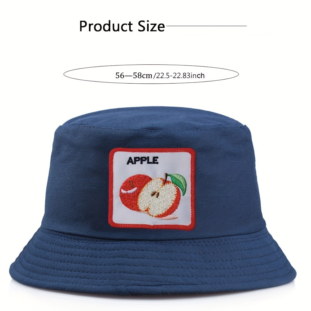 Fruit Embroidery Bucket Hat for Men Women