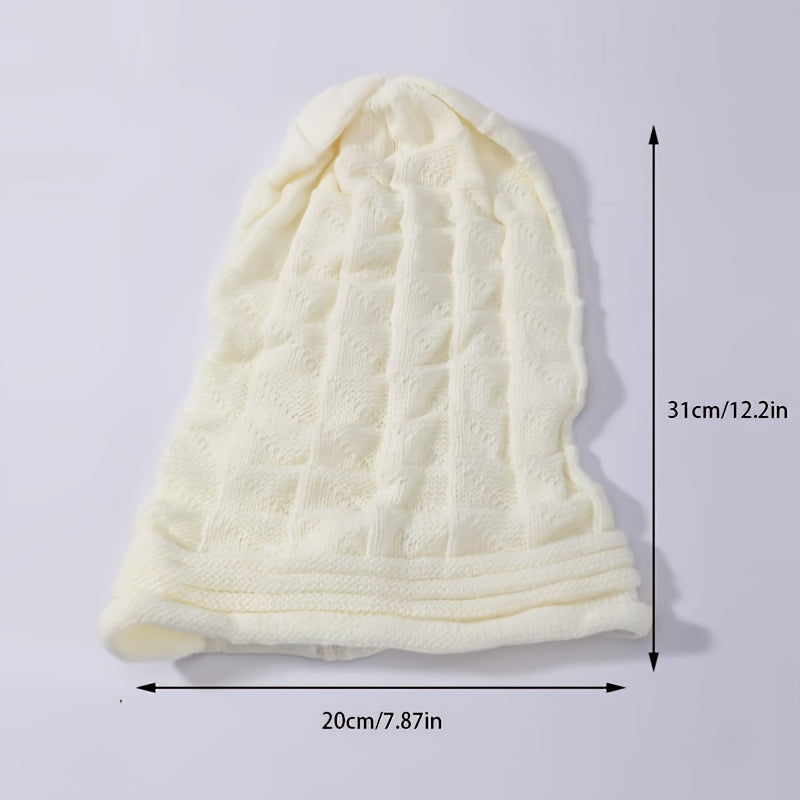 Women's Wool Snow Ski Cap Pleated Knit Hat