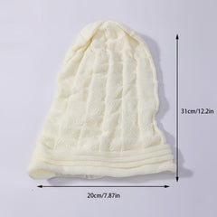 Women's Wool Snow Ski Cap Pleated Knit Hat