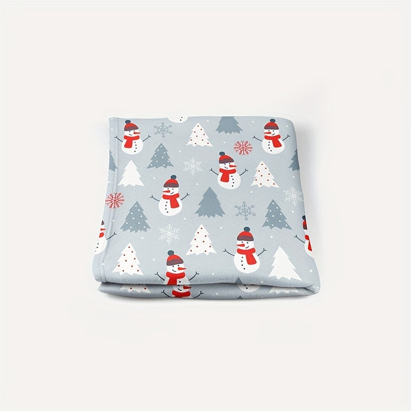 Christmas Snowman Print Flannel Blanket Soft & Warm for Sofa Office Bed Camping
