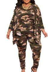 Leopard Print Bat Sleeve 2 Piece Set