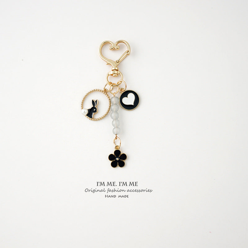 Cartoon Rabbit Radish Keychain for Girls Couple Phone Lanyard Bag Pendant