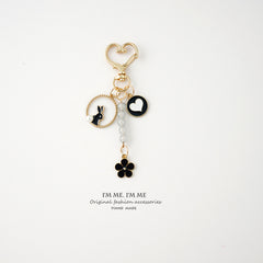 Cartoon Rabbit Radish Keychain for Girls Couple Phone Lanyard Bag Pendant