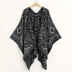 Vintage Rhombus Jacquard Shawl Classic Block Thick Wrap Boho