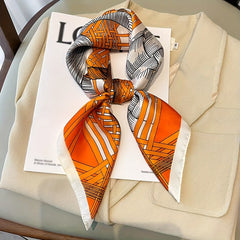 Vintage Print Silk Scarf Classic Square Bandana for Women