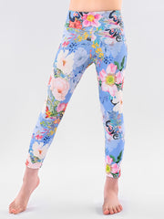 Girls Stretch Leggings Flowers Print Pants Kids Clothes