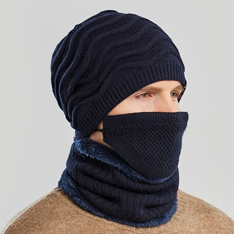 Men's Winter Wool Hat Windproof Knit for Cycling