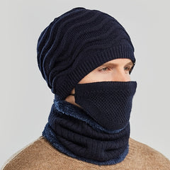 Men's Winter Wool Hat Windproof Knit for Cycling