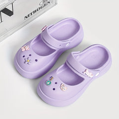 Women's Platform Closed Toe Slides Cut Out Clogs