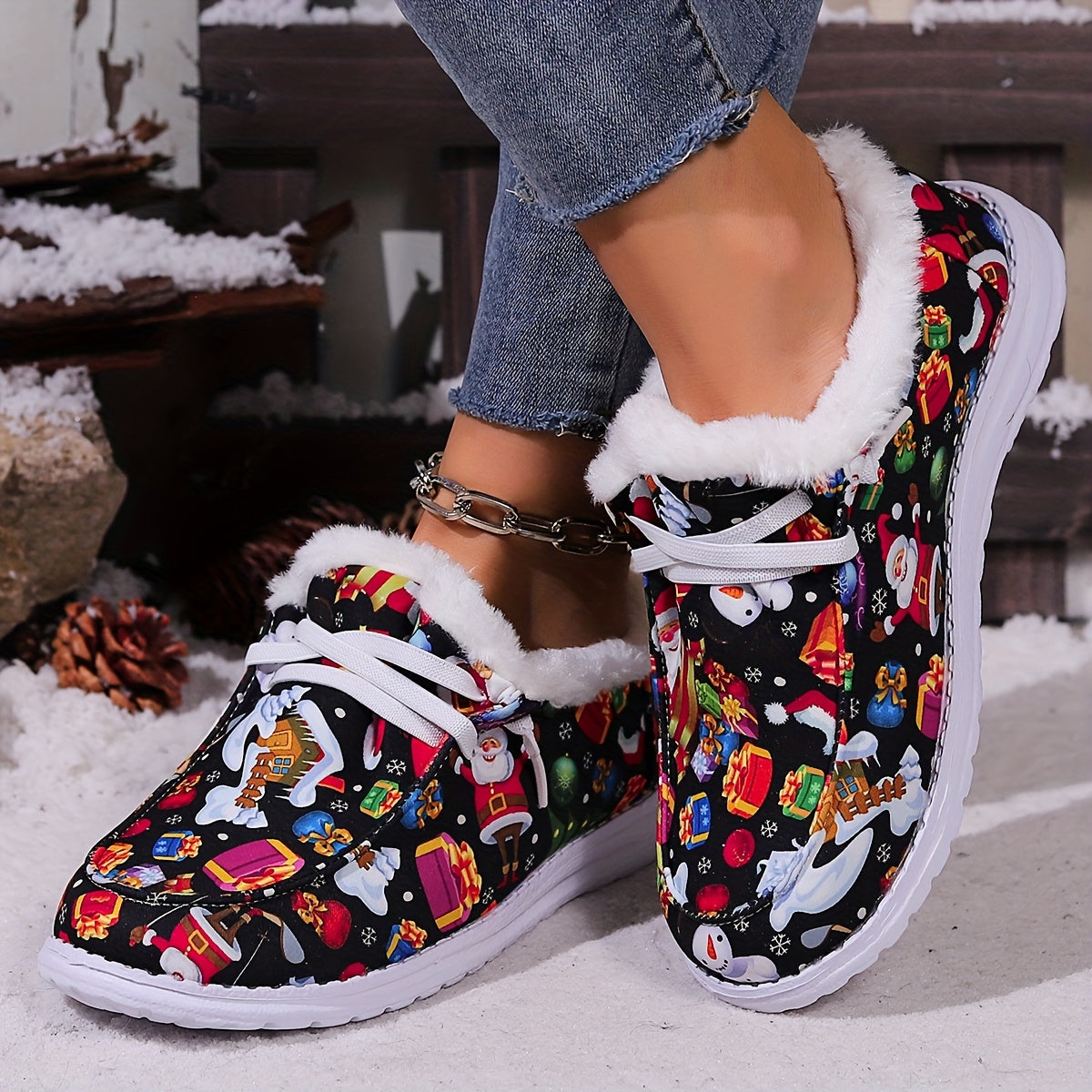 Women's Christmas Snow Boots Winter Plus Plush Comfort Flats