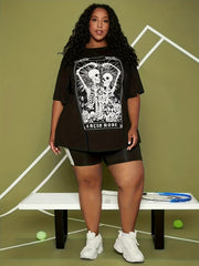 Halloween Skull Print Short Sleeve Sports Top Gym Tee