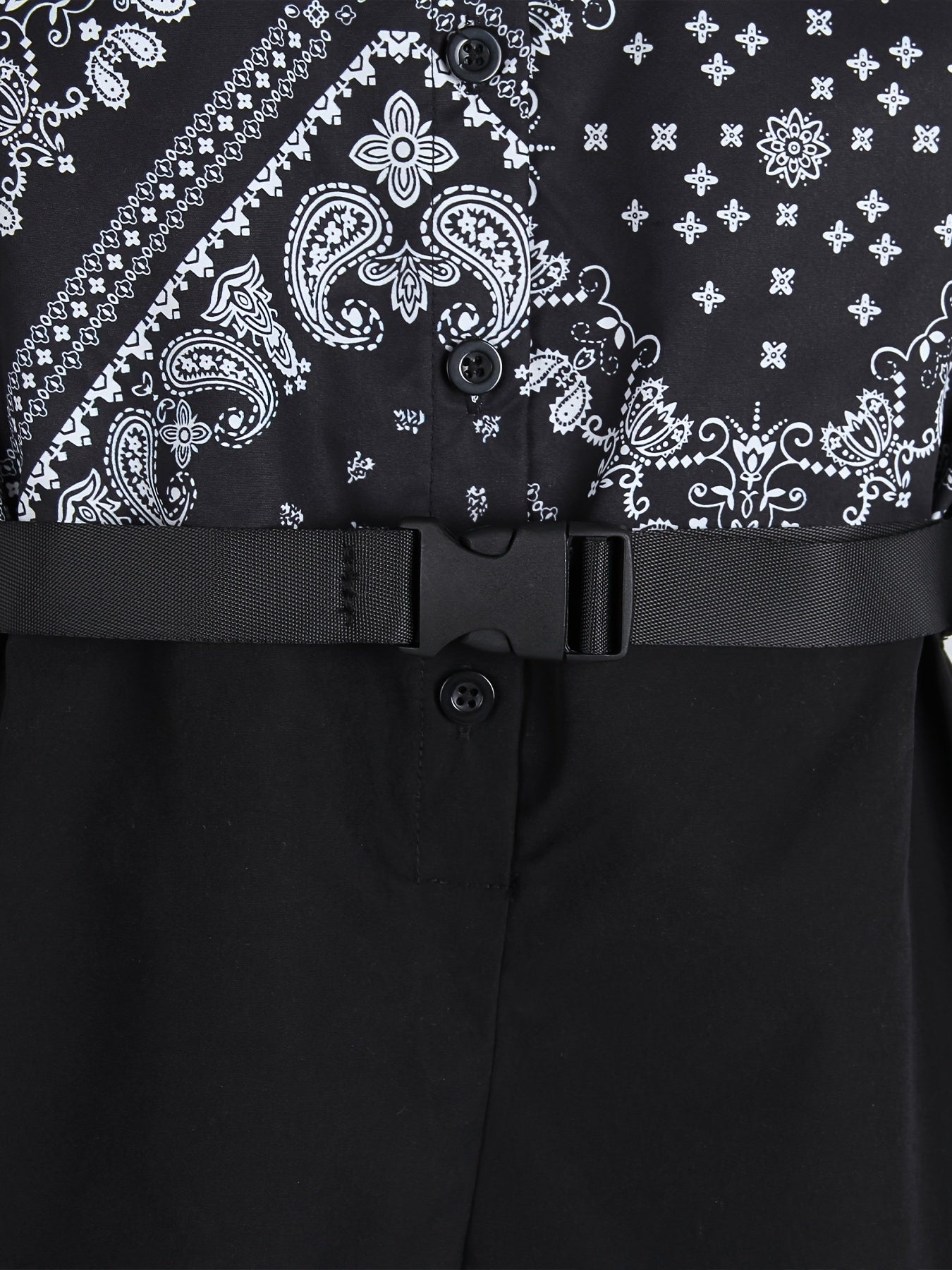 Toddler Boy's Paisley Pattern Onesie & Belt Short Sleeve Outfit