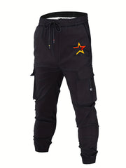Skeleton Hand Holding Rose Print Cargo Pants