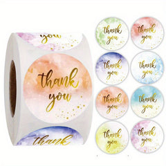 500pcs Colorful Thank You Sticker Seal Roll Paper Packaging Decoration Label