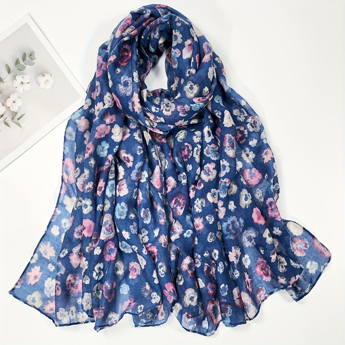 Flower Print Scarf Shawl Lightweight Casual Head Wraps Hijab Women Turban