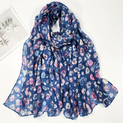 Flower Print Scarf Shawl Lightweight Casual Head Wraps Hijab Women Turban