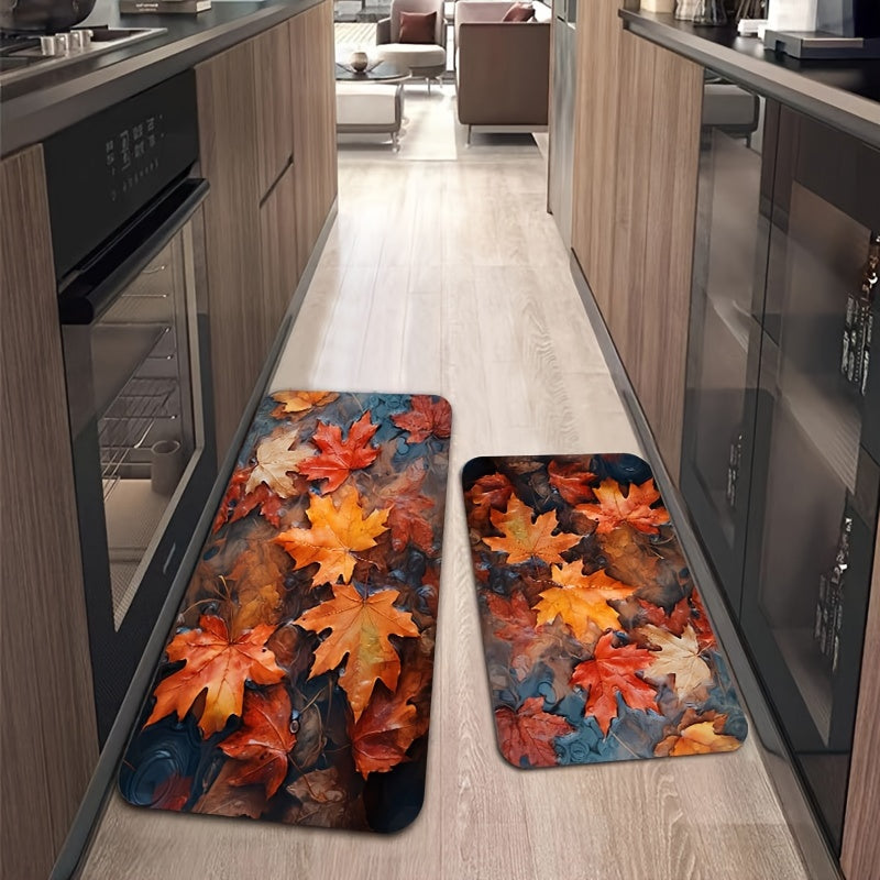 Leaves Pattern Rug Maple Leaves Water Surface Floor Mat