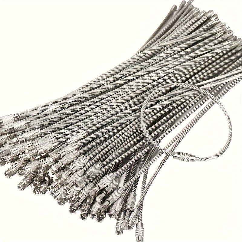 10pcs Stainless Steel Wire Keychain Braided Key Ring Holder Key Chain