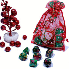7pcs Christmas Themed Polyhedral Dice Set for Board Game - Holiday Birthday Gift