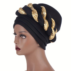 Sequins Braided Twist Turban Block Beanie Head Scarf Ramadan Head Wrap