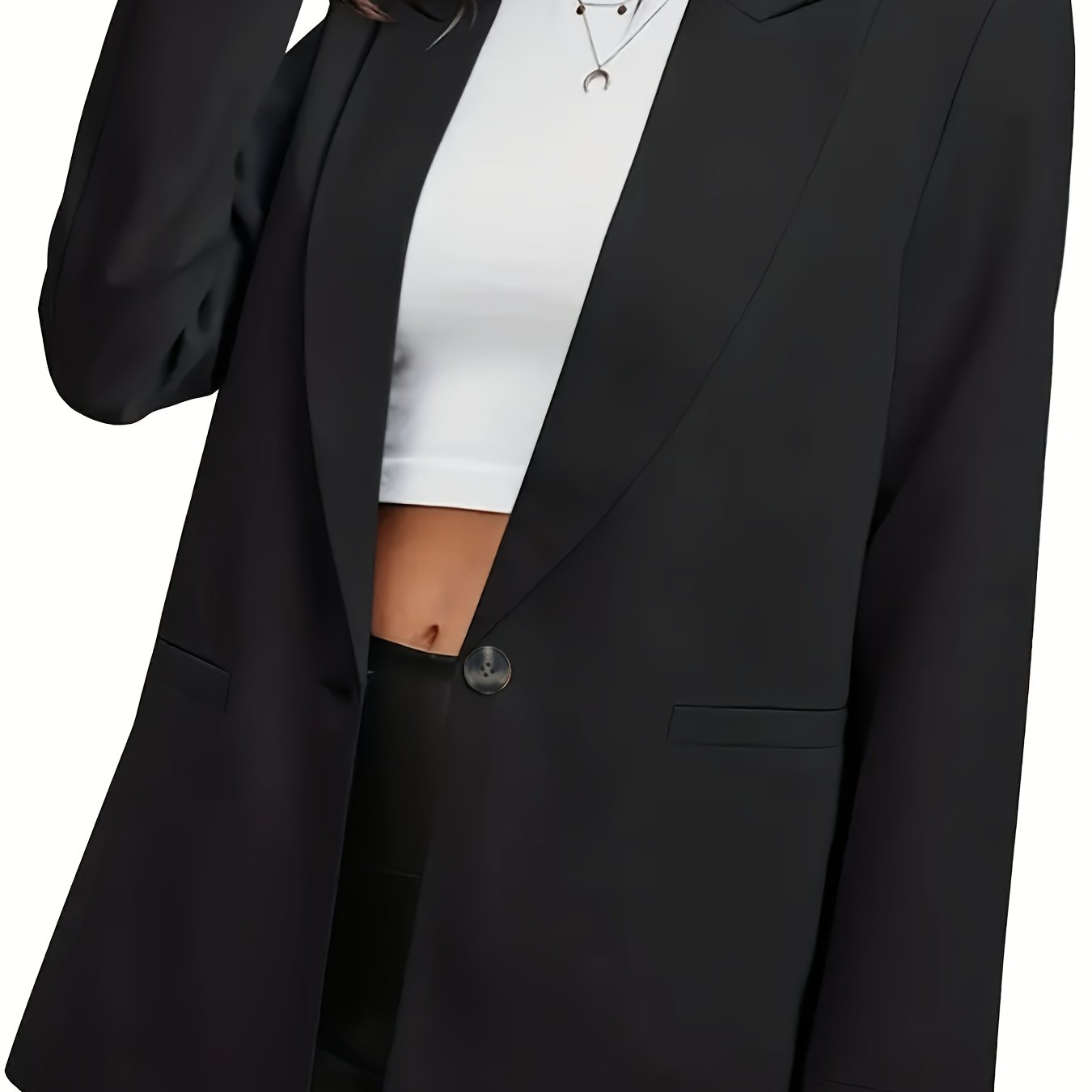 Women's Plus Solid Long Sleeve Casual Blazer