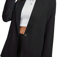 Women's Plus Solid Long Sleeve Casual Blazer