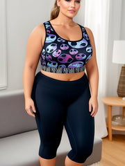 Colorblock Skull Print Round Neck Tank Top