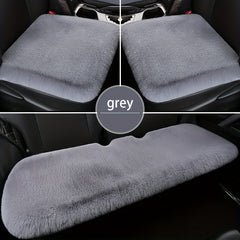 3pcs Grey Plush Car Cushion Winter Supplies Thickened Plush Auto Cushion