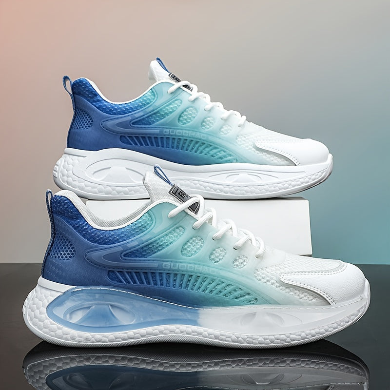 Men's Gradient Lace-Up Sneakers Cushioned Athletic Shoes