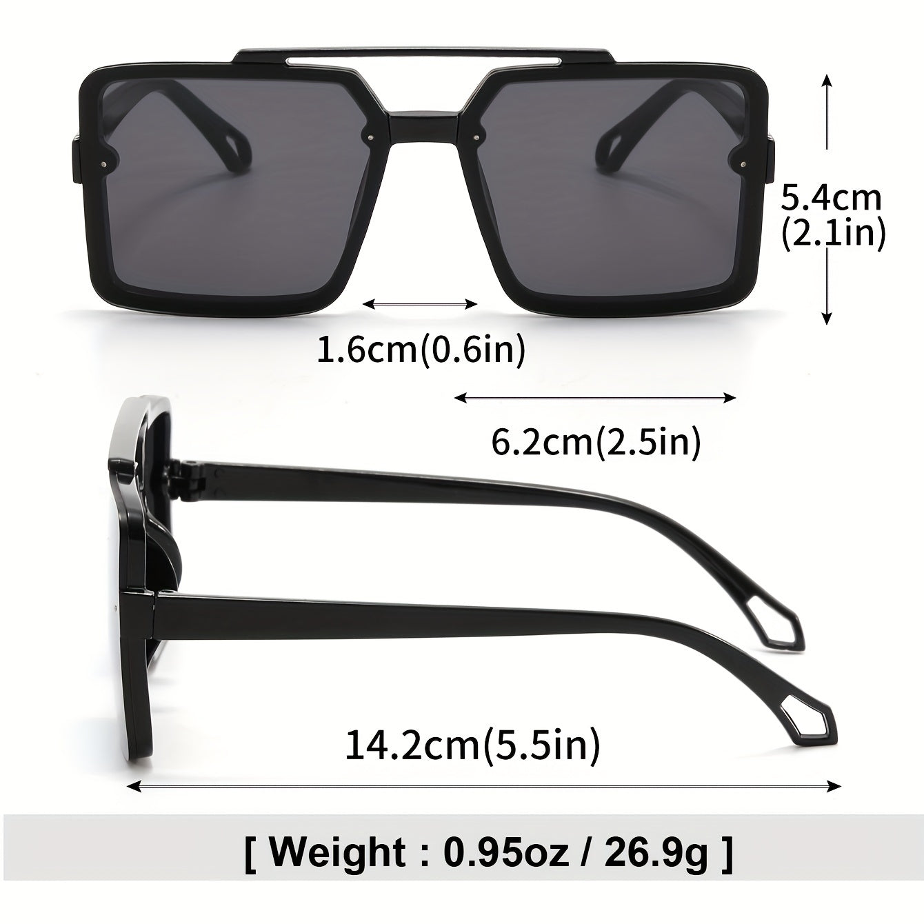 Men's Large Frame Double Beam Sunglasses UV Protection